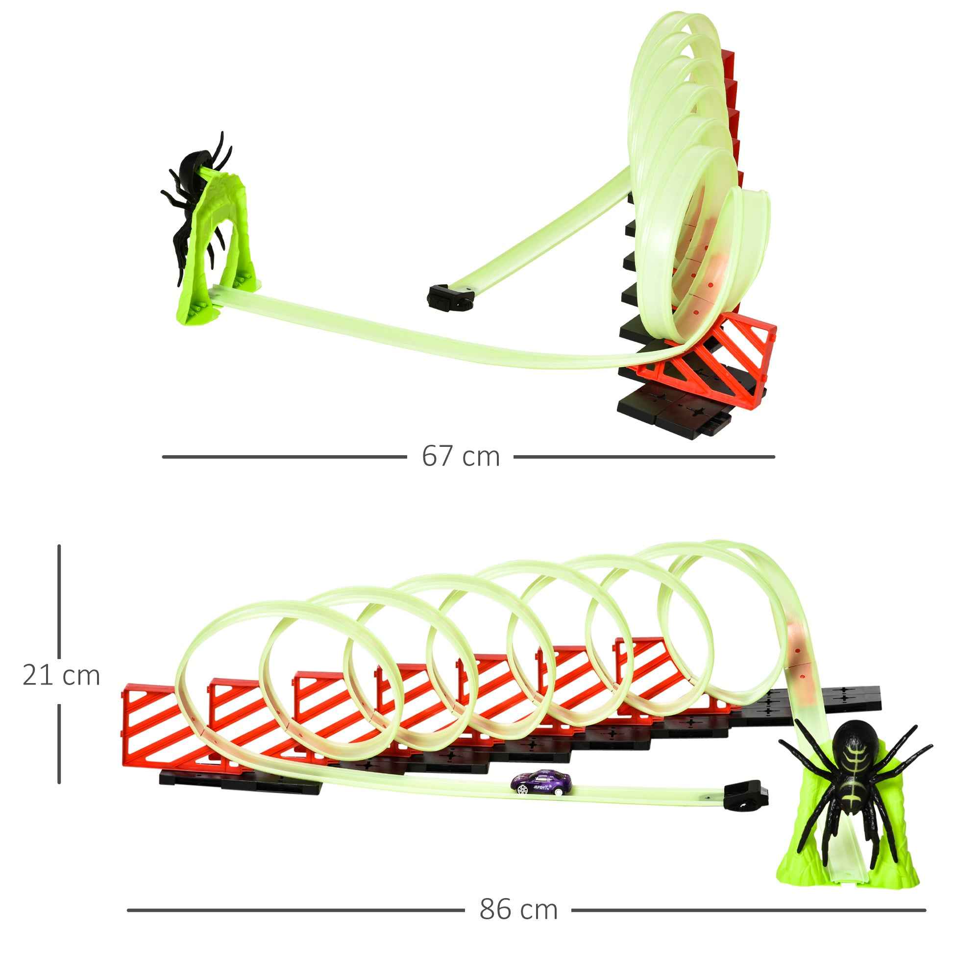 HOMCOM Toy Car Track Set with Light Effects and Toy Car, for Children Ages 3-6, 86x67x21cm