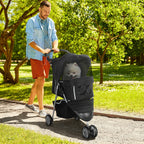 Folding Dog Stroller with Swivel Wheels and Brake, 75x45x97 cm, Black
