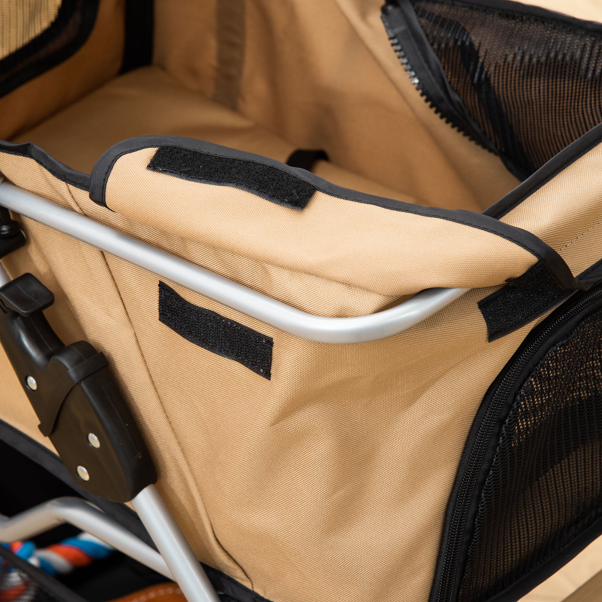 Foldable Dog Stroller for Small and Mini Dogs with Basket and Cup Holder, 75x46x94 cm, Coffee