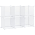 Mobile Space-saving Modular Shoe Rack, 6 Cubes in PP Plastic, 65x32x162 cm, Transparent