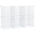Mobile Space-saving Modular Shoe Rack, 6 Cubes in PP Plastic, 65x32x162 cm, Transparent