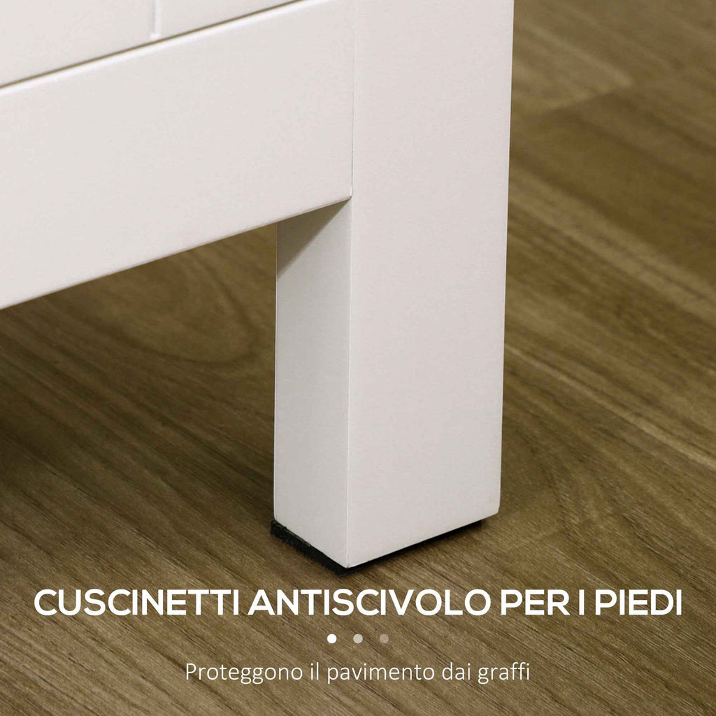 HOMCOM Storage Unit with 2 Cabinets and 2 Adjustable Shelves at 3 Heights, 120x40x70 cm, White and Wood Color