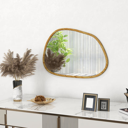 HOMCOM Modern Wall Mirror with Irregular Edges and Wooden Frame for Bedroom and Entrance, 70x50cm - Borgè