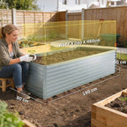 Outsunny Set of 2 Galvanized Metal Raised Garden Beds with Secure Edge, Elevated Vegetable Planter, Silver