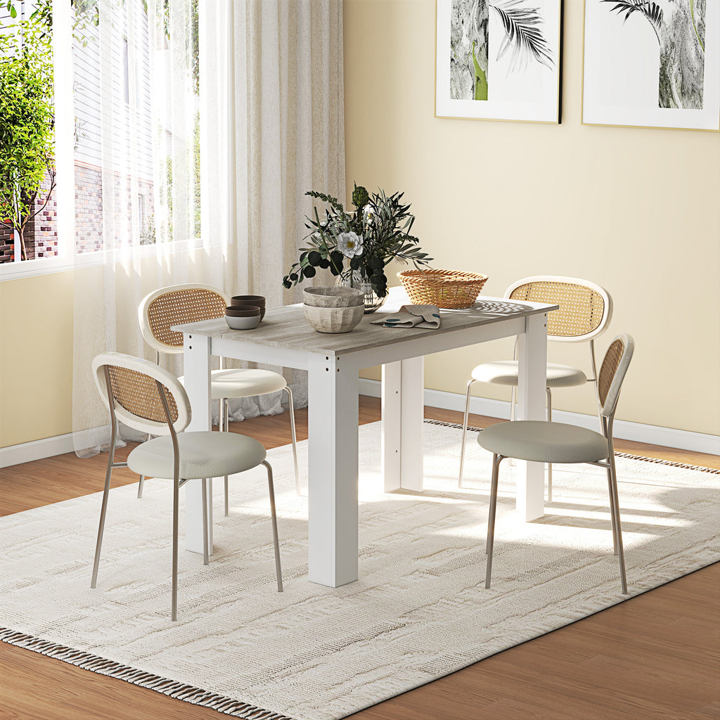 Modern Wooden Dining Table for 4-6 People, 120x69x75cm, Grey and White