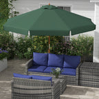 Garden Umbrella with Double Canopy, in Bamboo and Polyester, Ø325x250 cm, Green
