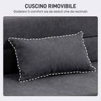 HOMCOM Folding Sofa Bed Convertible to Chaise Longue with Mattress, 80x80x64 cm, Dark Grey