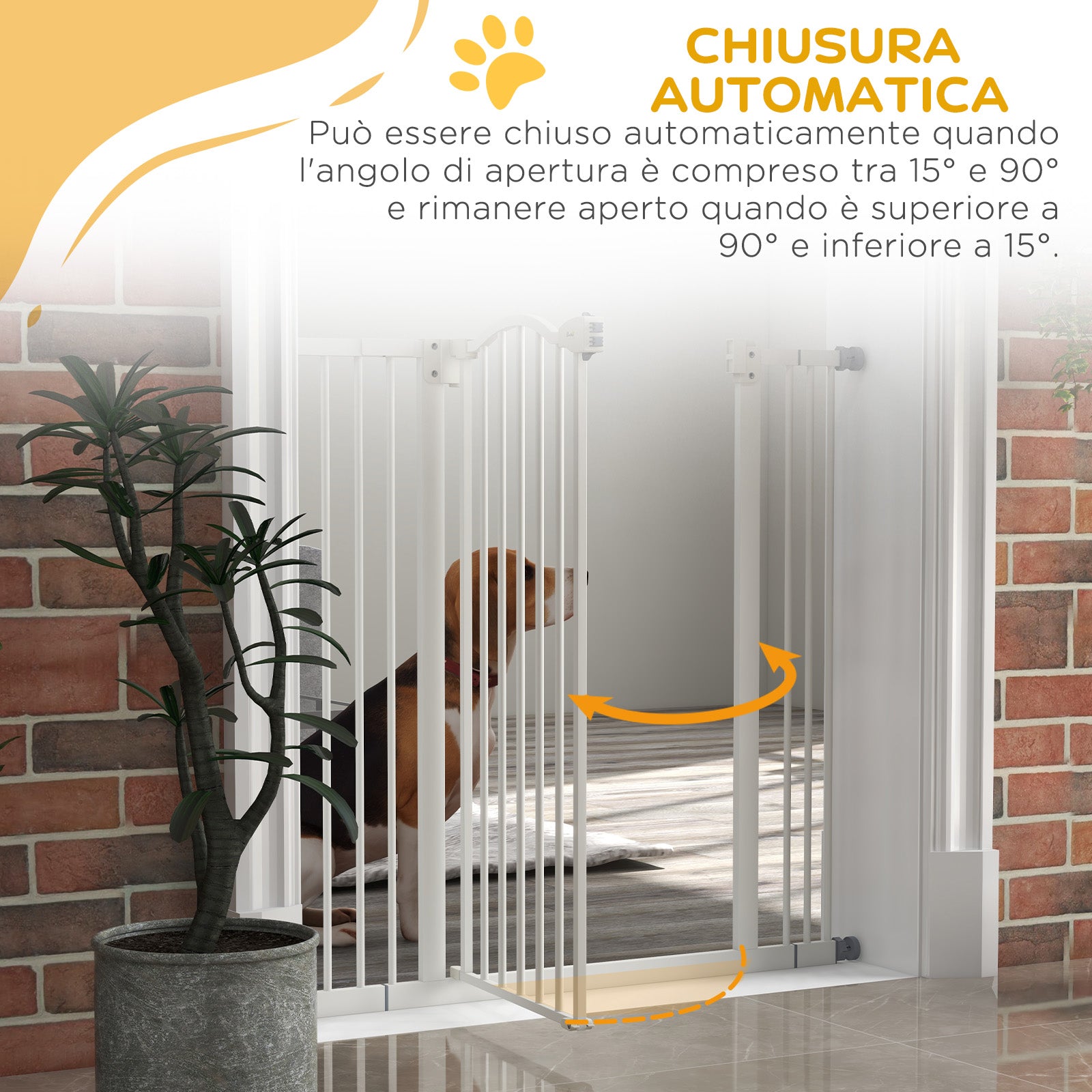 PawHut Extendable Dog Gate Without Screws Adjustable from 74-100 cm in Metal, White - Borgè