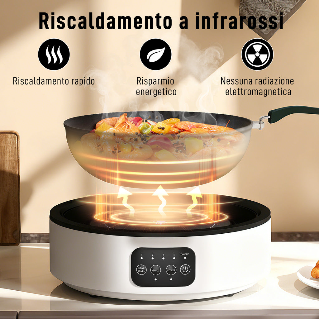Infrared Electric Hot Plate 2000W Electric Cooker with Ø30cm Grill
