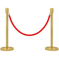 Gold Stainless Steel Path Marker with 1.5 m Red Velvet Rope and Fillable Base, Ø32x96 cm