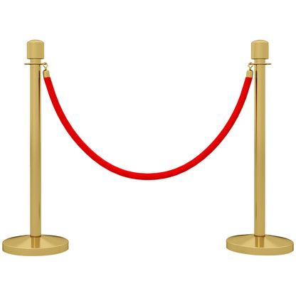 Gold Stainless Steel Path Marker with 1.5 m Red Velvet Rope and Fillable Base, Ø32x96 cm