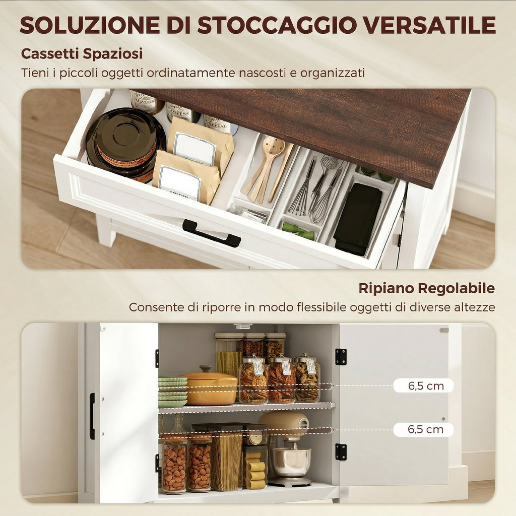 HOMCOM Modern Rustic Sideboard with Adjustable Shelf, Storage Space and 2 Doors.