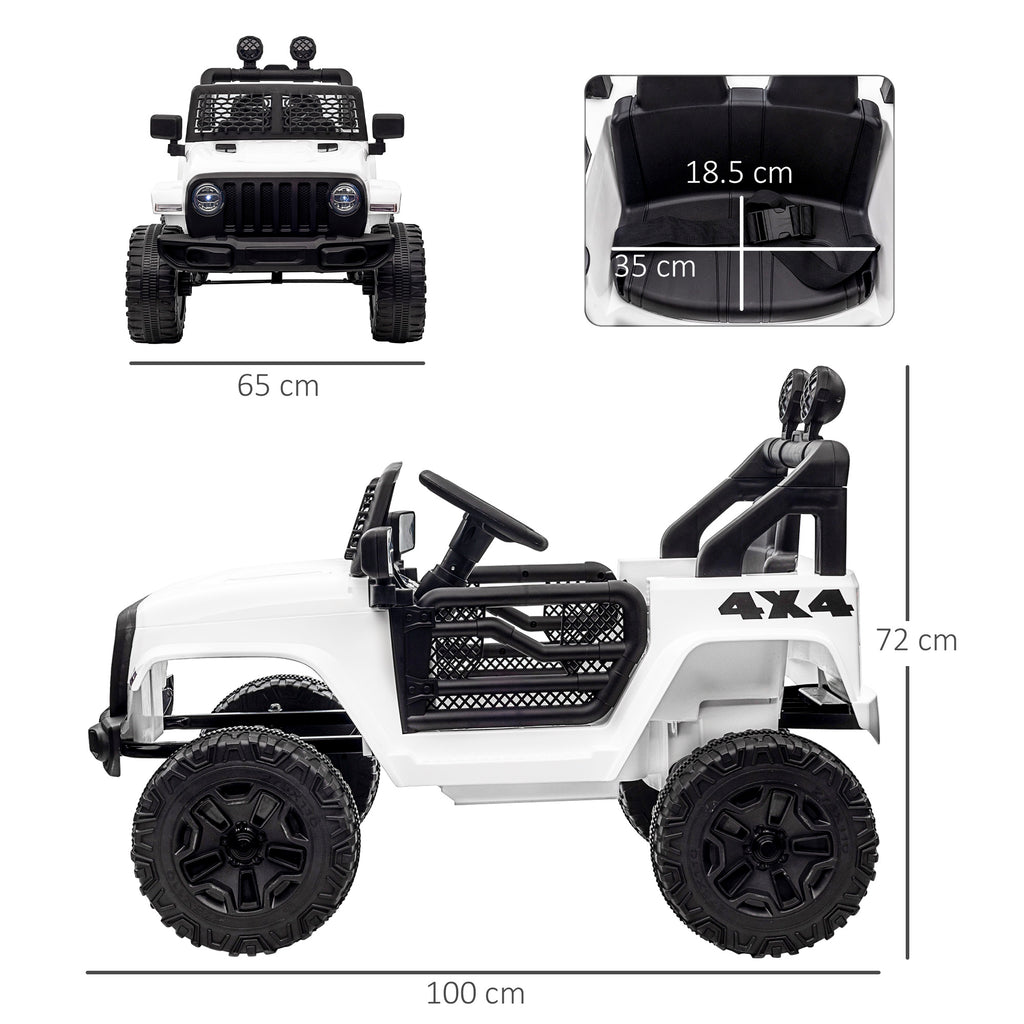 Electric Kids Car Jeep Off-Road with Remote Control and 2 Speeds, 100x65x72 cm, White