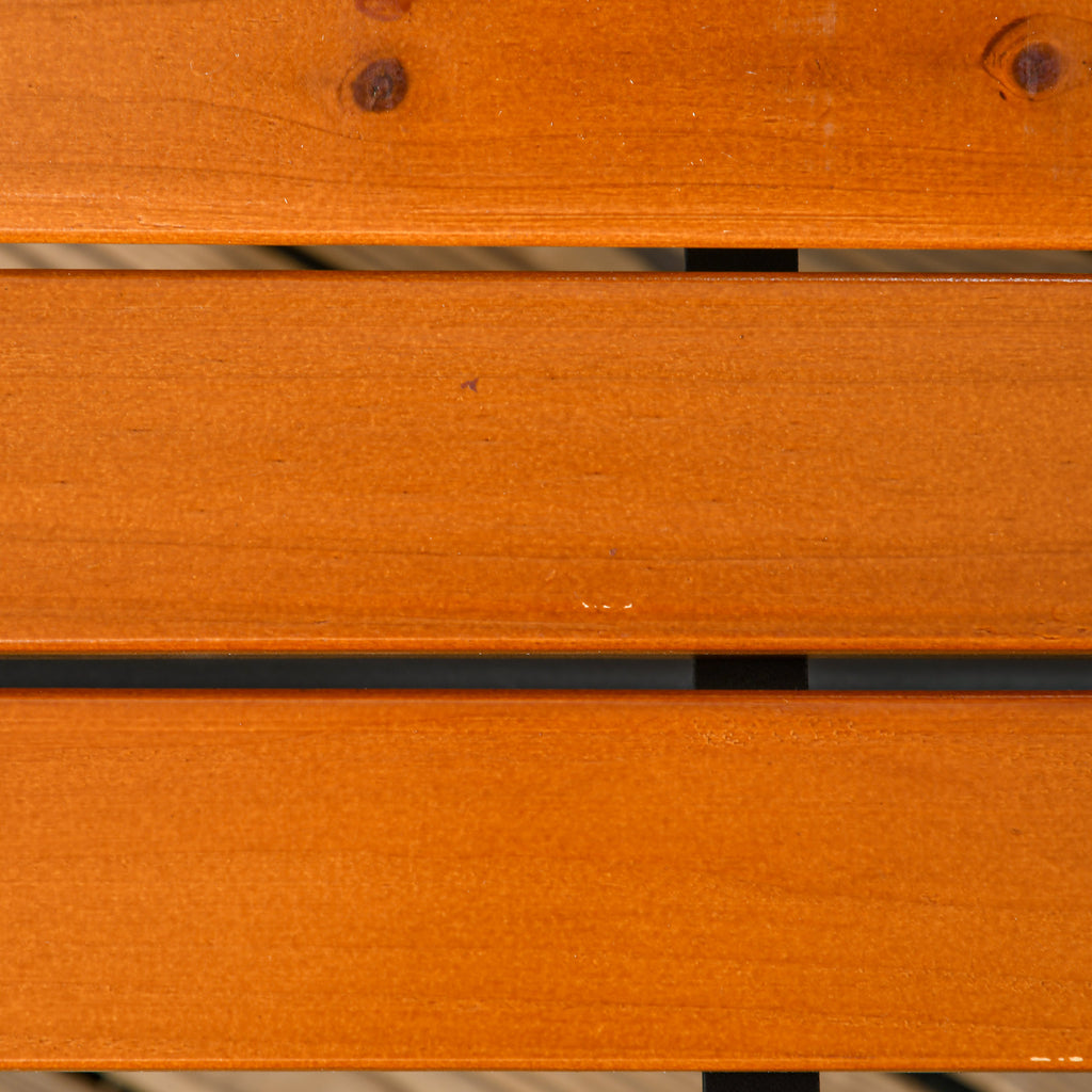 Outsunny 2-Seater Garden Bench in Aluminum and Wood with Slats and Armrests, 120x64x79cm, Teak