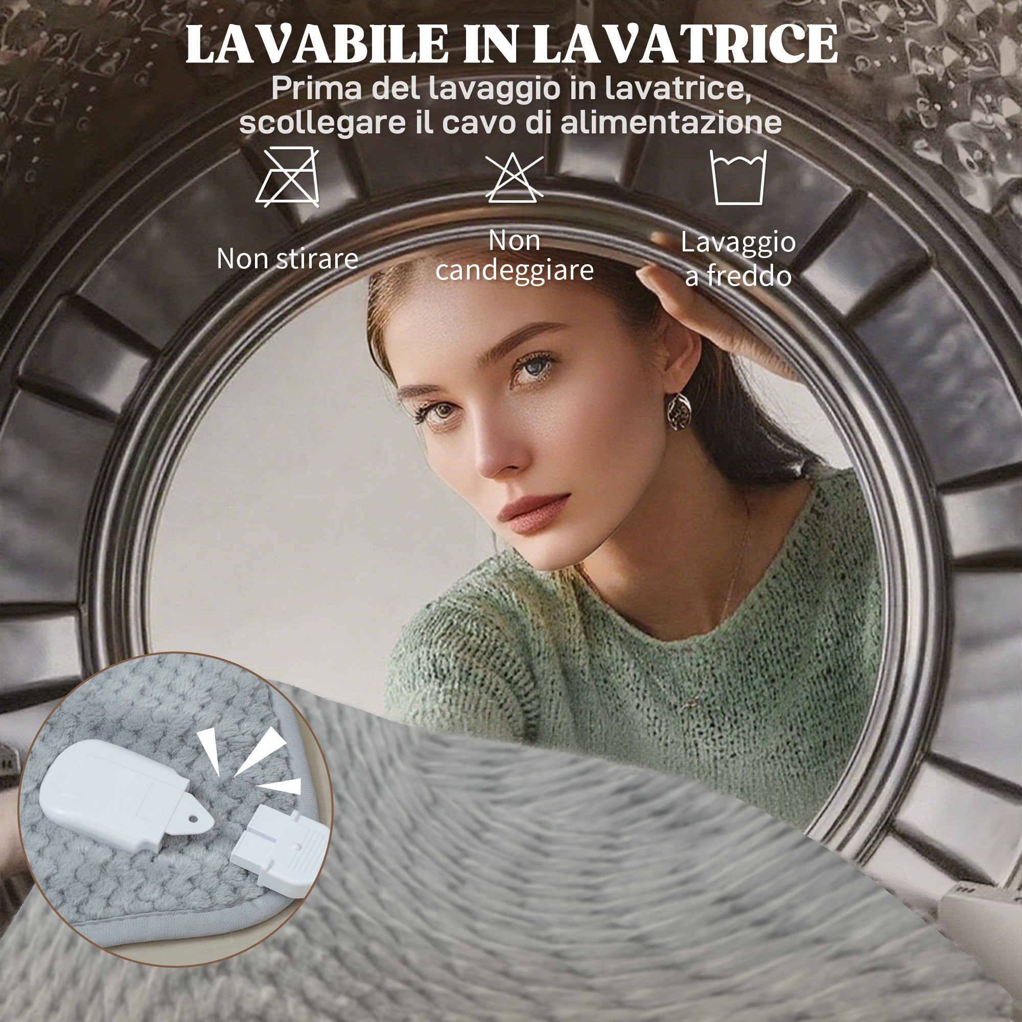 Electric Blanket 160x140 cm with 5 Heat Levels and 2 Remote Controls, in Fleece and Polyester, Grey