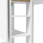 Folding Dining Table with 2 Drop-Leaf Tops and Shelves, Expandable, for 4 People, 120x60x75 cm, White