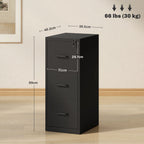 Minimal 3-Drawer Document Cabinet with Adjustable Bar, Steel, 36.5x46.2x99 cm, Black