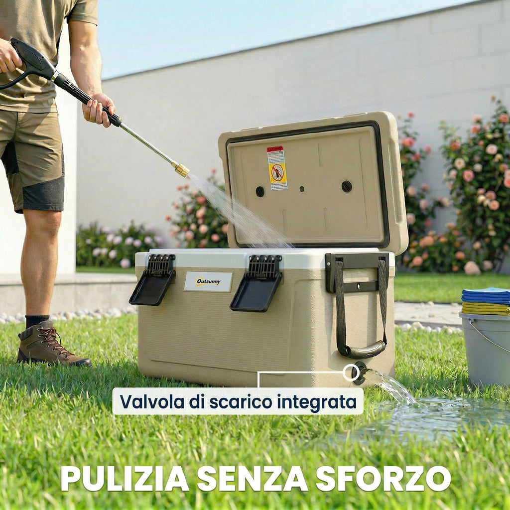Outsunny 42.6L Insulated Portable Cooler Box with Handle, 66.6x38.5x40 cm, Khaki