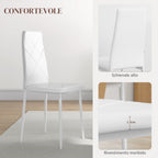 Set of 2 Modern High Back Dining Chairs in Faux Leather and Steel, 41x50x97 cm, White