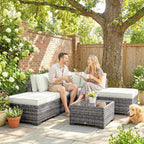 Outsunny 6-Piece Rattan and Steel Garden Furniture Set with Sofa, Coffee Table, and Cushions, Grey