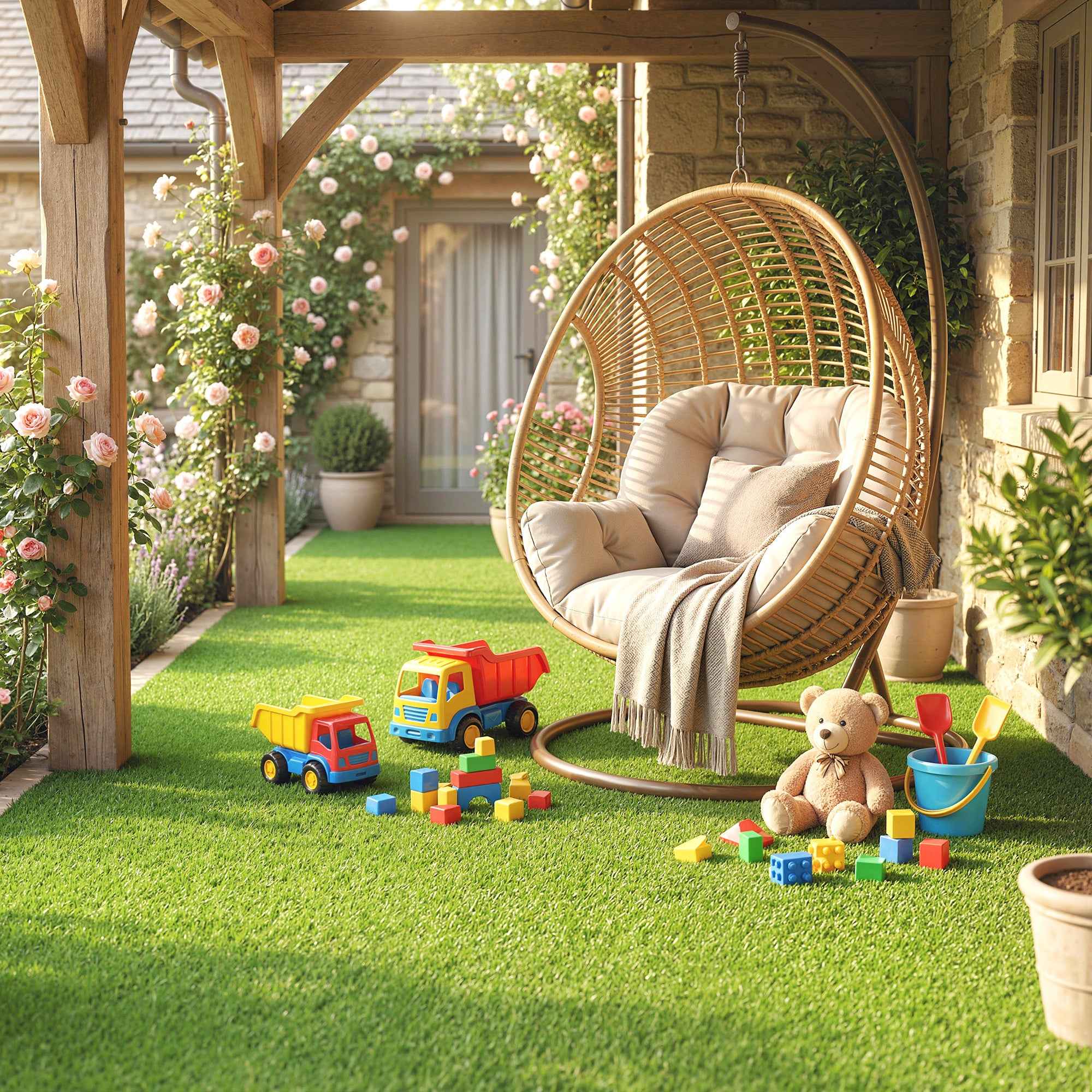 Outsunny Artificial Grass 1m x 4m, Synthetic Carpet with 10mm Height, Draining, Green