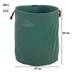 Set of 3 300 L Garden Waste Bags with Handles, Resealable and Reusable, Ø67x84 cm, Green