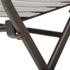 3-Piece Folding Garden Table and Chairs Set, Brown Steel, for Balcony, Terrace, Outdoor