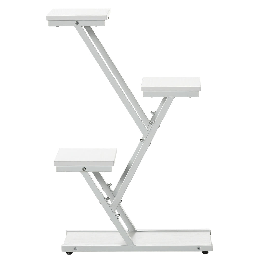 Outsunny 4-Tier Indoor/Outdoor Plant Stand in MDF and Steel, 50.5x24x81 cm, White