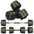 SPORTNOW 2-in-1 Set with 2 Dumbbells Convertible into a Barbell, Total Weight 30 kg and Adjustable Weight Discs, Black