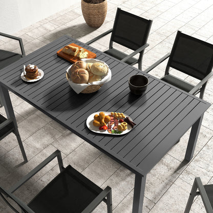 Outsunny Outdoor Table for 8-10 People Extendable 180/240cm in Steel and Aluminium, Dark Gray