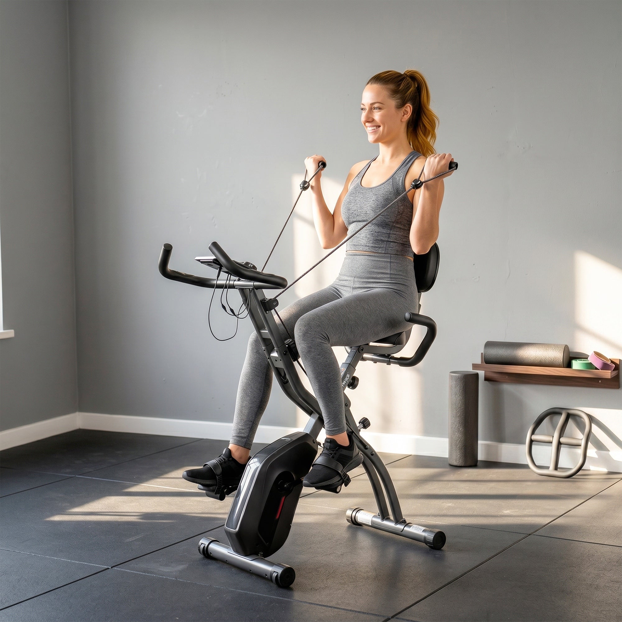 SPORTNOW Magnetic Exercise Bike with 8-Level Resistance, LCD Display and Bluetooth App, in Black Q195 Steel