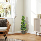 Set of 2 Artificial PE Spiral Plants, 90cm, with Pot Included, Green and Blue