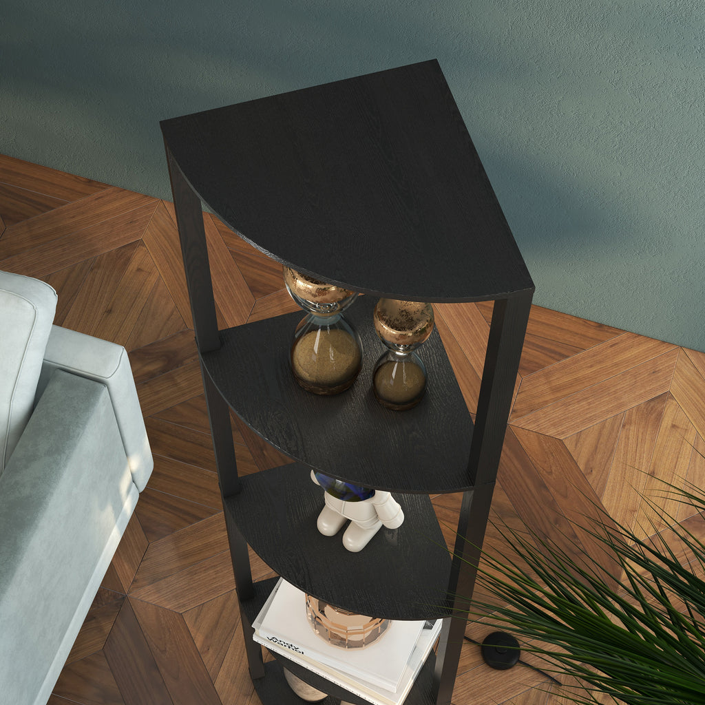 MDF Column Floor Lamp with 4 Shelves and 3000K LED Lighting, 41x29.5x163.5 cm, Black