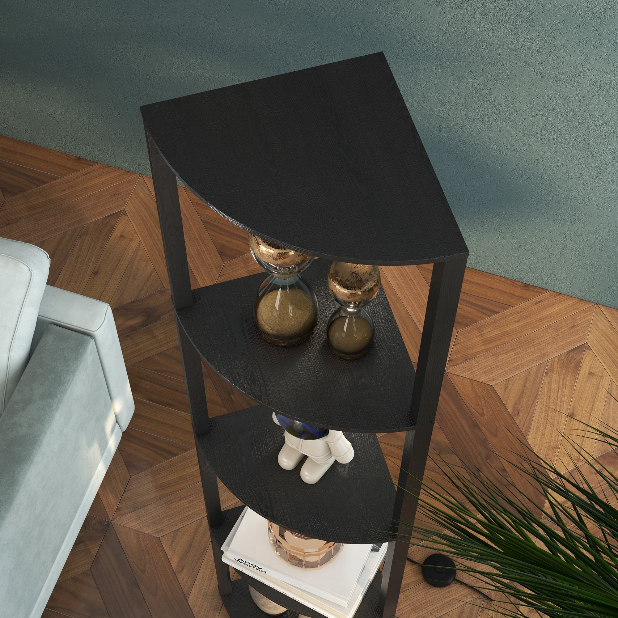 MDF Column Floor Lamp with 4 Shelves and 3000K LED Lighting, 41x29.5x163.5 cm, Black