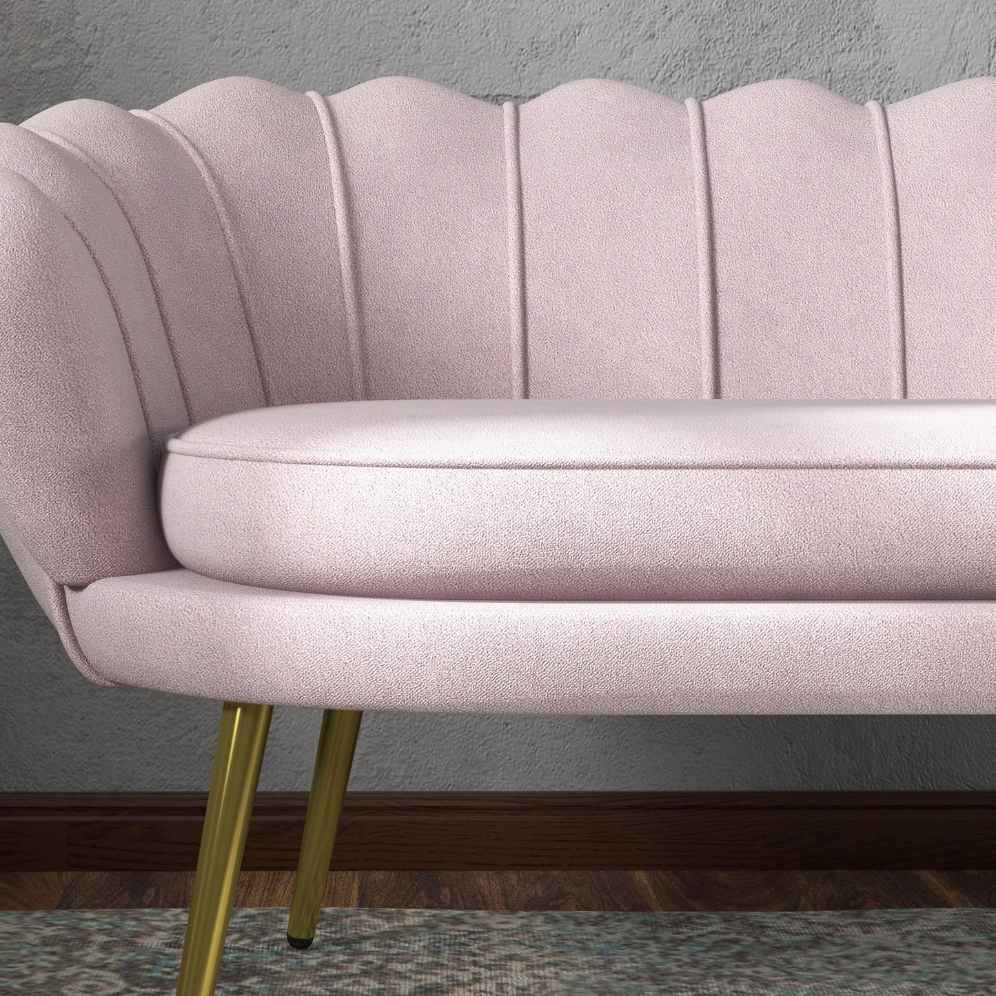 Vintage 2-Seater Sofa in Industrial Chic Style in Velvet Effect Fabric and Metal, 130x77x77 cm, Pink