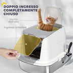 2-Bay Enclosed Cat Litter Box with Deodorizer and Scoop, 52.4 x 41.3 x 39.8 cm, White