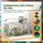 Glass Aquarium with LED Lights 20L, Filter and Water Pump, 38x26x27 cm, White