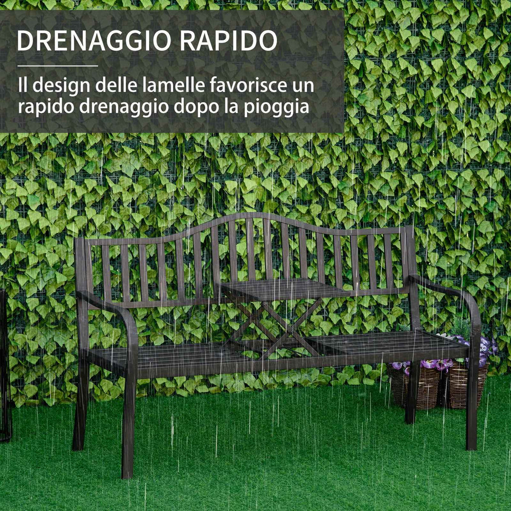 Outsunny 2-3 Seater Garden Bench with Lift-Up Metal Table, 150x58.5x90cm, Black