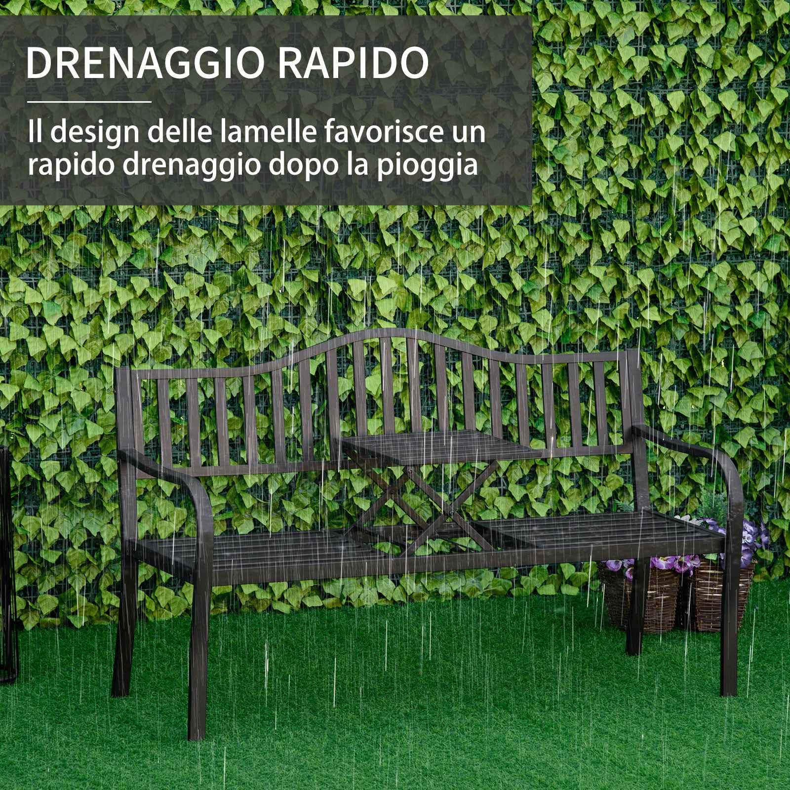 Outsunny 2-3 Seater Garden Bench with Lift-Up Metal Table, 150x58.5x90cm, Black