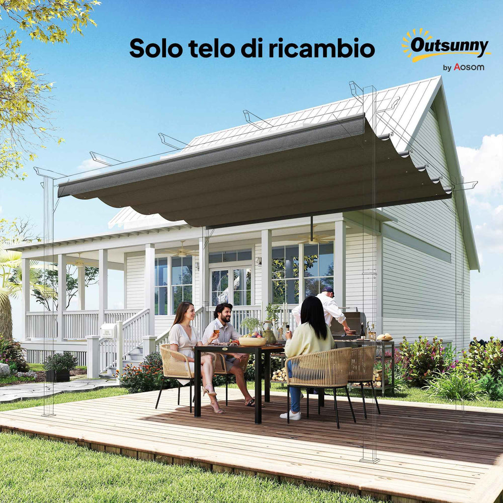Outsunny 10-Hole Garden Gazebo Replacement Canopy, Breathable Polyester Cover, Grey