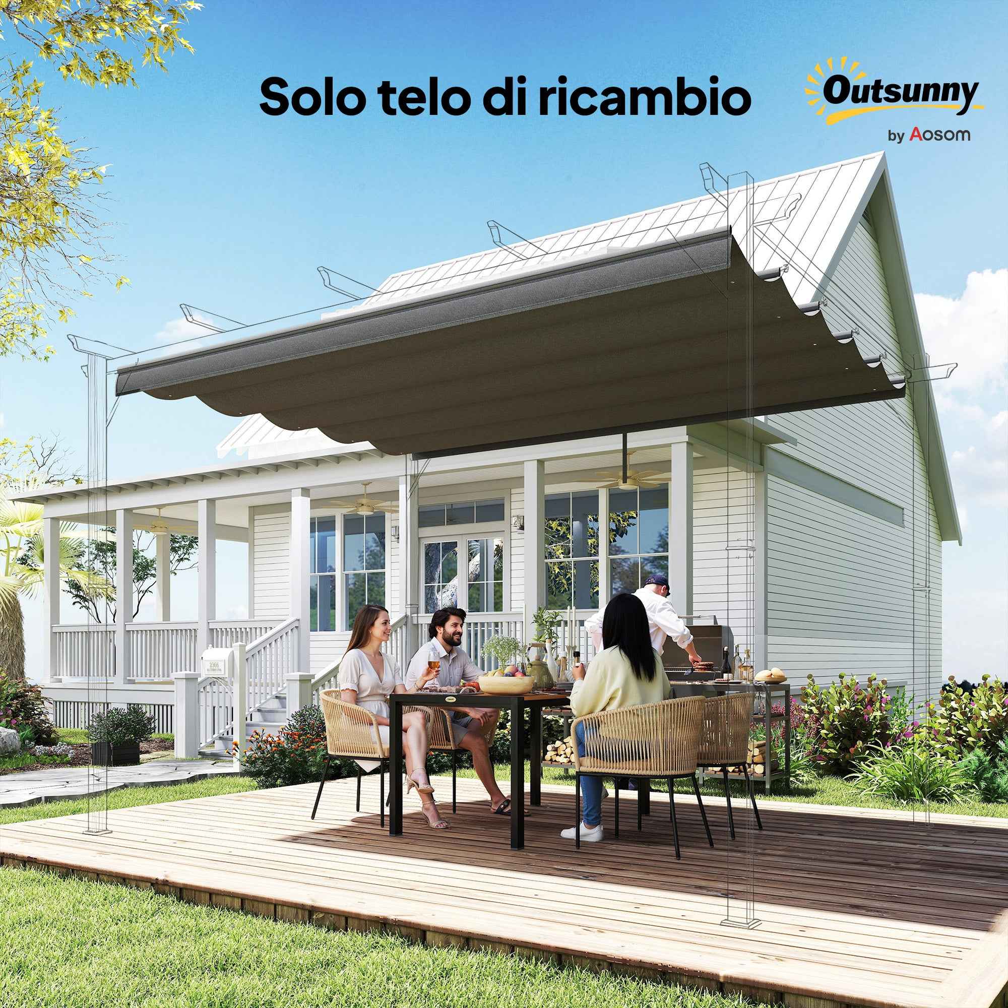Outsunny 10-Hole Garden Gazebo Replacement Canopy, Breathable Polyester Cover, Grey