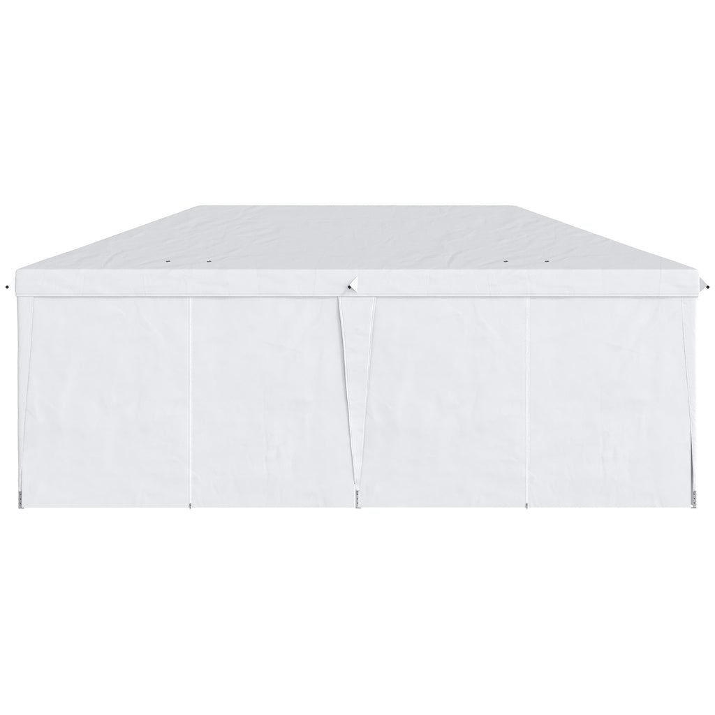 Outsunny Gazebo 6x3 m folding of garden with 6 walls in steel and oxford fabric, ropes and pickets, white - Borgè