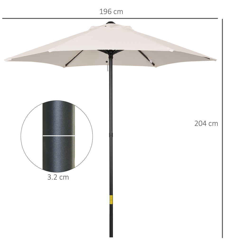 2x2m Round Garden Umbrella with Central Pole in Aluminum and Polyester, Cream