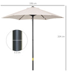 2x2m Round Garden Umbrella with Central Pole in Aluminum and Polyester, Cream