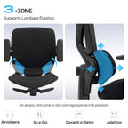 HOMCOM Ergonomic and Breathable Office Chair with Dynamic Lumbar Support and Footrest, 73x75x120-128 cm, Black