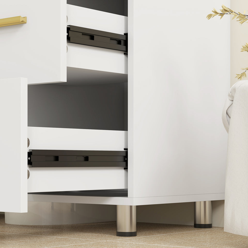 Under Sink Cabinet with U-Shaped Cutout, Cabinet with 3 Drawers, Soft-Close, 70x30x65 cm, White