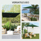 Replacement Cover for Rectangular Umbrella 3x2 m with 6 Ribs, Anti-UV 50+ Polyester, Green
