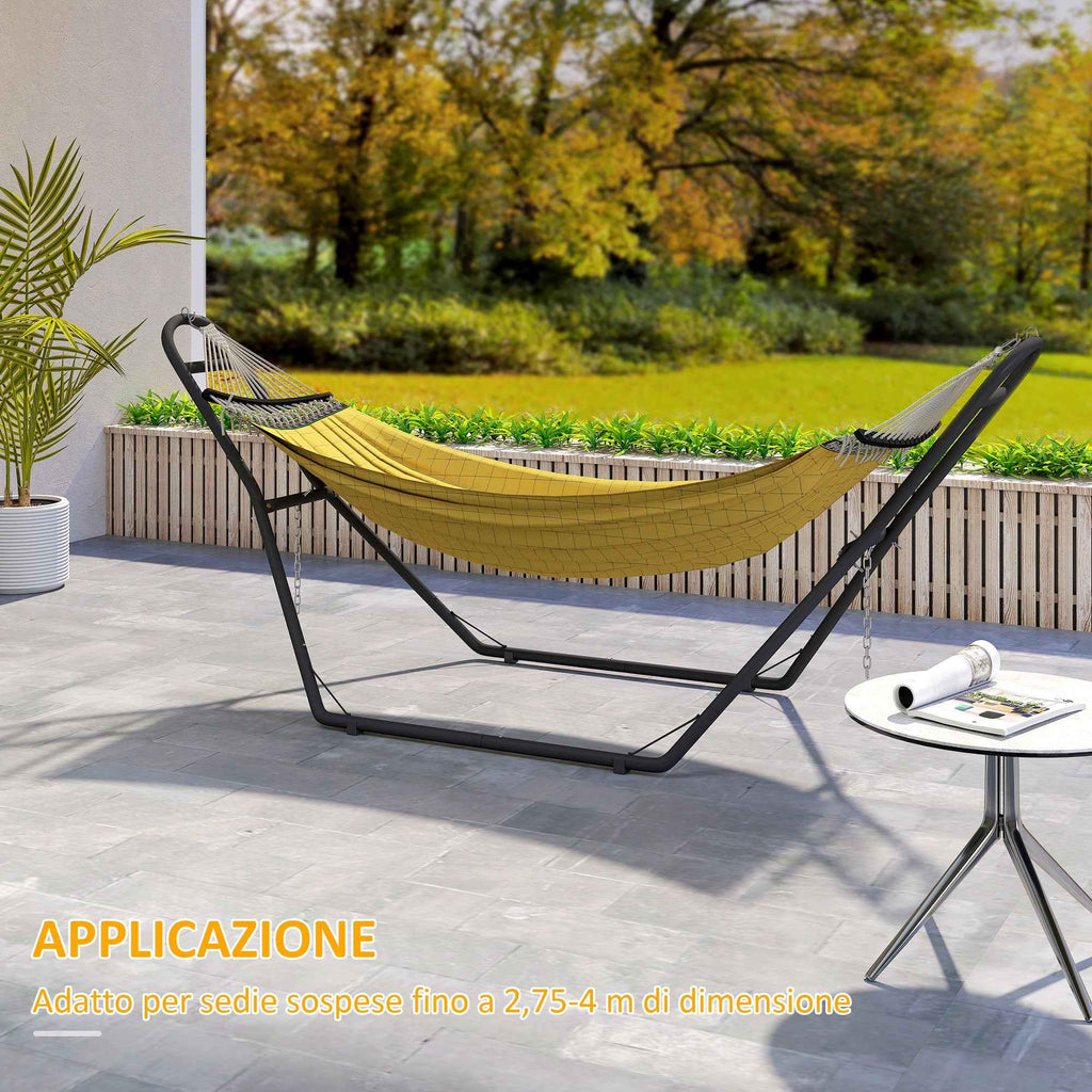 Outsunny Adjustable Non-Slip Hammock Stand with S-Hooks, Steel, 278x97x112 cm Black