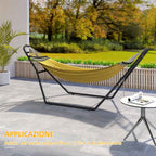 Outsunny Adjustable Non-Slip Hammock Stand with S-Hooks, Steel, 278x97x112 cm Black