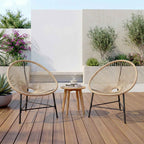 Outsunny Set of 2 Acapulco Chairs in PE Rattan with Triangular Steel Structure, 72x68x81 cm, Wood Color